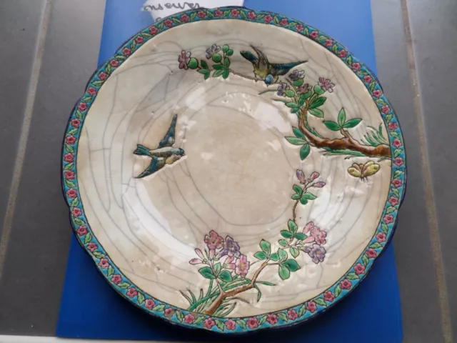 Ancienne Assiette Emaux de Longwy , Décor 49 , Tampon Creux , Longwy, Assiette