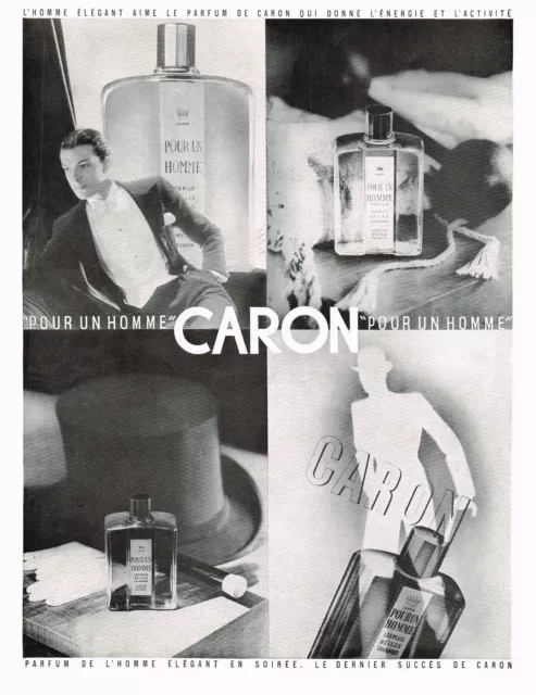 1930s BIG Vintage Caron Perfume Homme Men's Cologne Fragrance Art Deco Print Ad