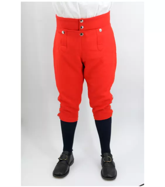 Colonial Knee Breeches - Red Wool Size 32-54, Revolutionary War, Reenactment