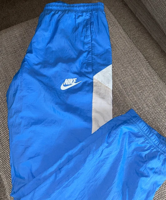 NIKE HOXTON SHINY Nylon Blue Woven Trackies Tracksuit Bottoms