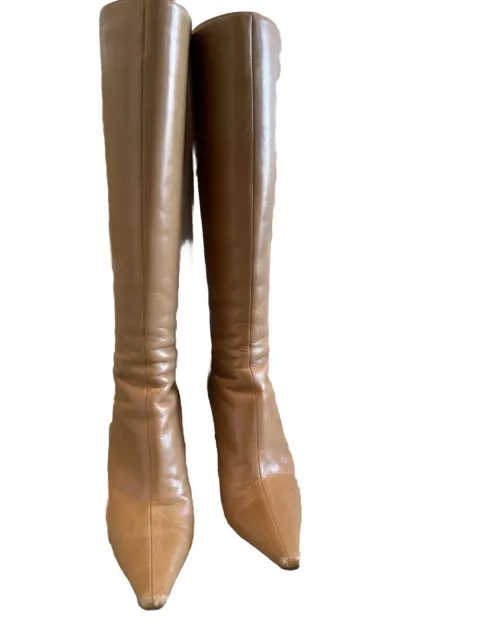 Jimmy Choo Nude/Tan Leather Boots 37