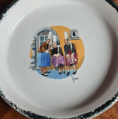 Plat à gâteau breton céramique BCI signé Y Agaisse 
