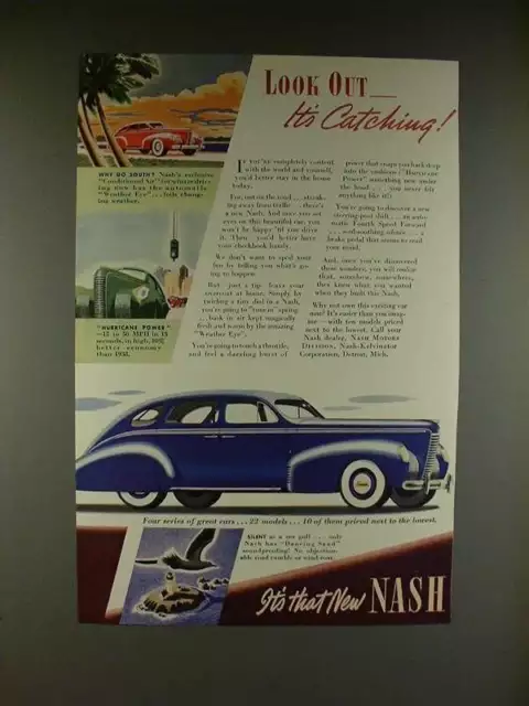 1938 Nash 4-door Sedan Car Ad - Look Out, Its Catching