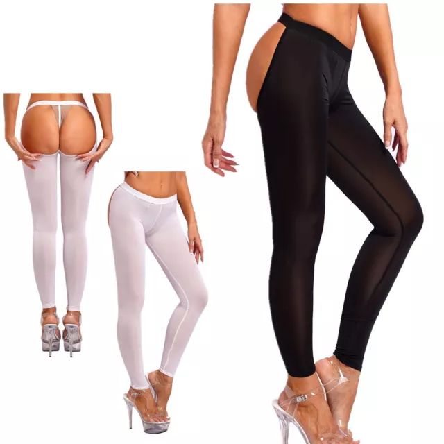 LADY SEXY OIL Shiny Glossy Sheer Transparent Leggings Club Dance Pants  Nightwear $8.86 - PicClick