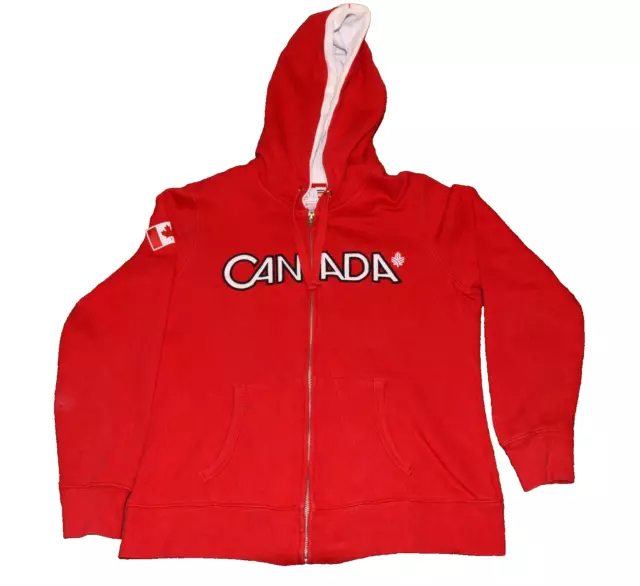 Canada Winter Olympics Official Hudsons Bay Red Full Zip Hoodie Ladies Large