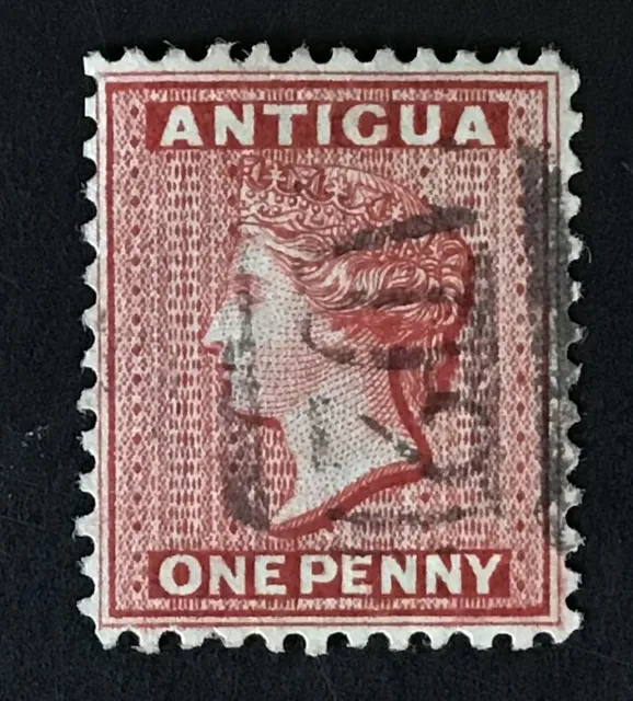 Antigua Q. Victoria 1884 1d carmine red P12 used SG 24 Wmk crown CA. (cat £20)