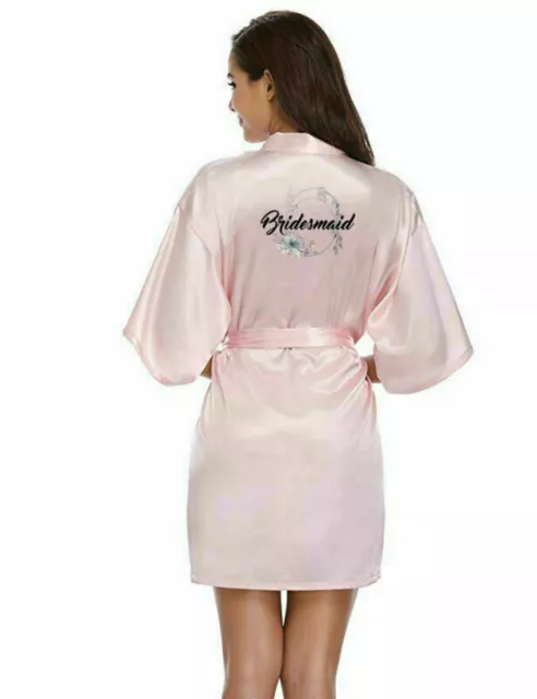 1x Bridal Party Bride Wedding Bridesmaid Floral Satin Robe Mother Gown Dressing