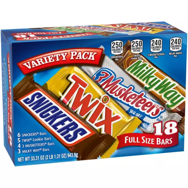 SNICKERS, M&MS, TWIX, 3 MUSKETEERS & MILKY WAY, Mars Chocolate Variety Mix  - 2 Pounds (Pack of 1)