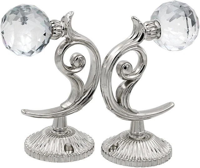 Pair of Phoenix Glass Crystal Curtain Holdbacks Hooks Drapery Tiebacks Tassel Ho 2