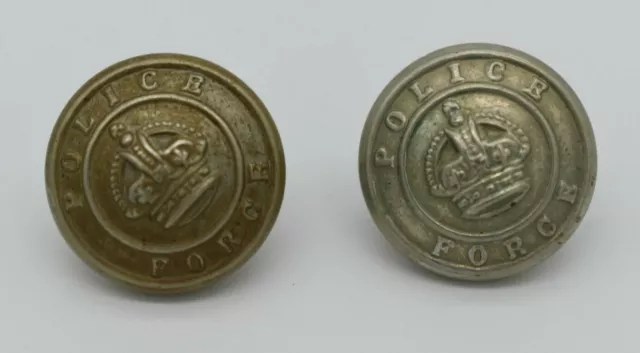 Vintage Obsolete Police Force Uniform Button x 2 - Buttons Ltd B'Ham