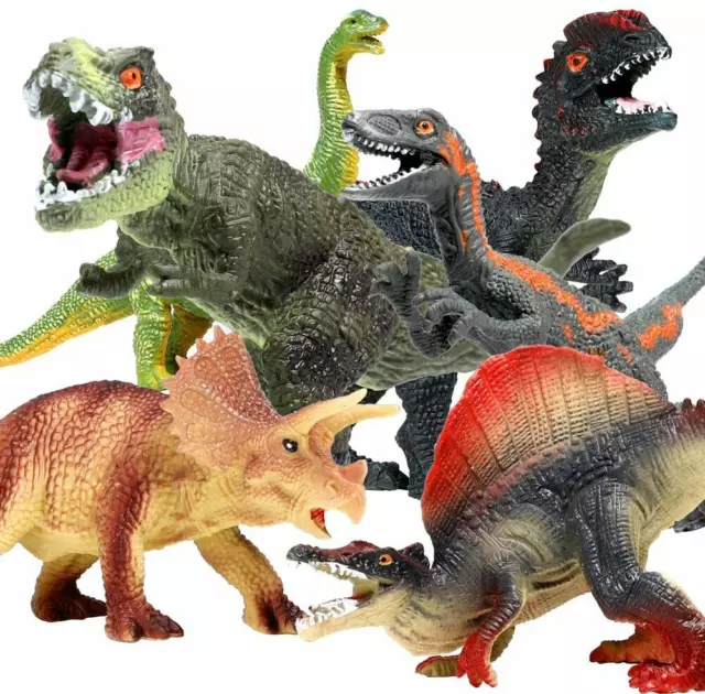 12 pcs  Realistic Dinosaur Figures With Book Jurassic Park Dino Toy Assort Lot