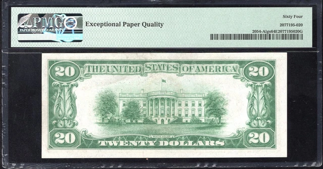 1934 $20 BOSTON FRN *LIGHT GREEN SEAL* PMG 64 EPQ Fr 2054-A lgs A021819234A 3