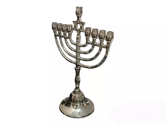 Hanukkah Menorah Star Of David Hanukia 9 Branches Nickel Brass Chanukah Candle