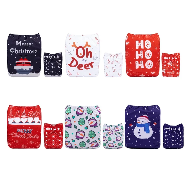 Lovely Christmas Cloth Diapers, One Size Adjustable Washable Reusable for Baby
