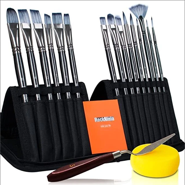 Rock Ninja Set di pennelli per pittura 17 pezzi pennelli artistici con bor