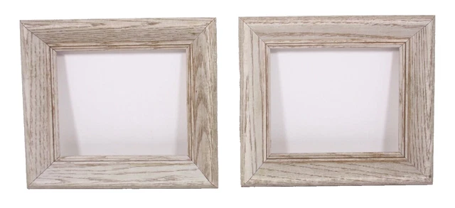 Mid C. White Washed Oak Vtg 8x7 Lot of 2 Wood Frames for 6x5  Painting Print Pic