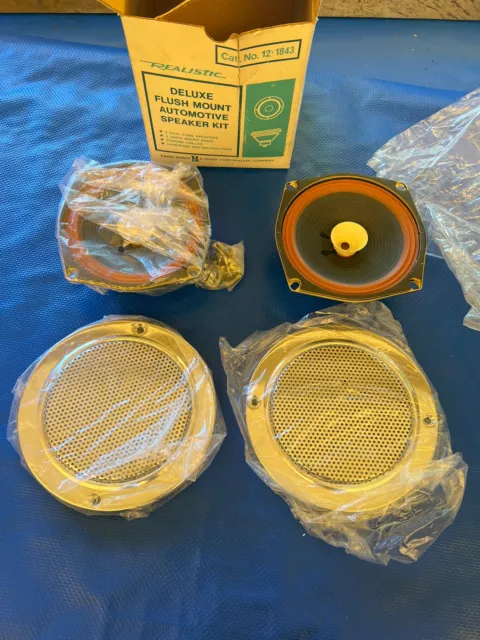 Vintage Car Stereo Speakers W/ Chrome Grille Rat Rod Old School  ￼ Realistic