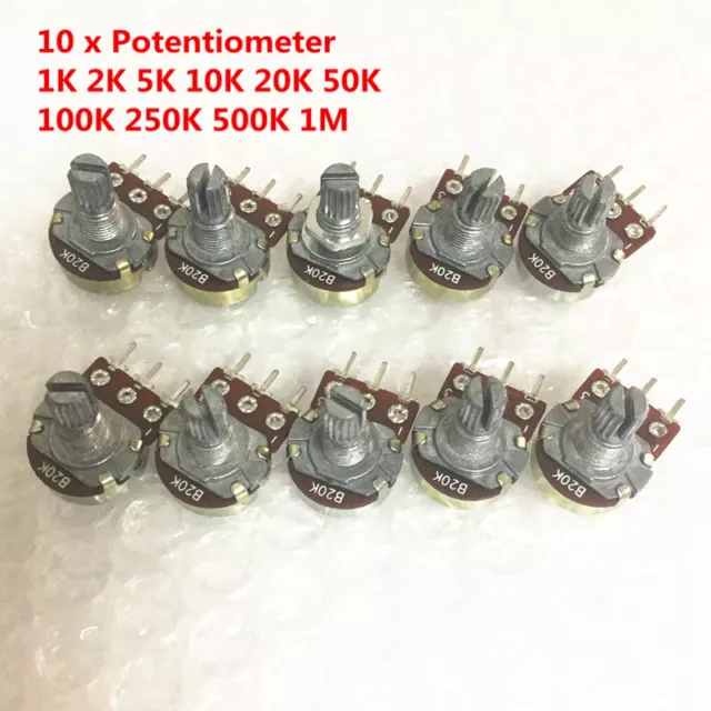 10 PCS WH148 B10K Linear Potentiometer Pot 1K 2K 5K 10K 100K 500K 1M with Nuts