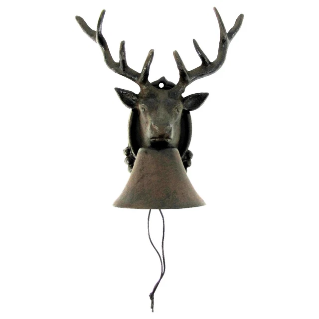 Metal Wall Mount Call Bell 8 Point Antler Buck Deer Cabin/Lodge/Home Door Decor