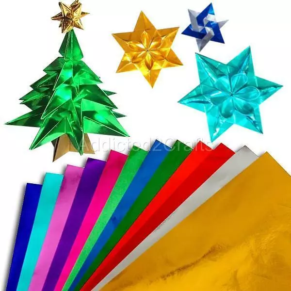 10 colours Metallic Gold Foil JAPANESE ORIGAMI PAPER Chiyogami Fold Craft 15cm