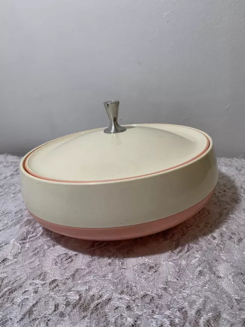 Vintage Retro Bopp Decker Insulated Covered Serving Bowl. Pink And White