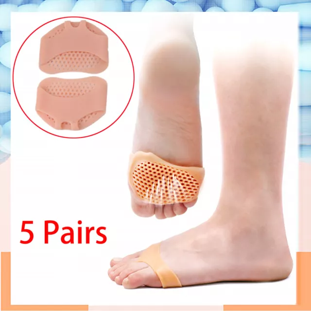 5 Pairs Gel Metatarsal Pads Ball Foot Cushion Forefoot Care Sore Feet Pain