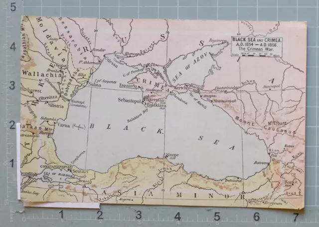 Map Black Sea & Crimea 1854 Ad - 1856 Ad Crimean War Asia Minor Sebastopol 2