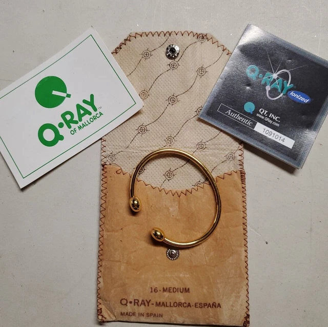 Pulsera Q Ray of Mallorca Tono Oro Ionizado Talla 16-Mediano Hecho en España Bolsa