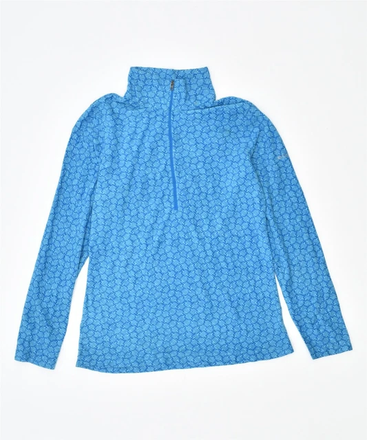 COLUMBIA Womens Zip Neck Fleece Jumper UK 12 Medium Blue Polyester ND02