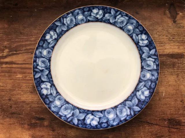 Vintage FLOW BLUE Plate WH Grindley BEAUTY ROSES pattern England #2