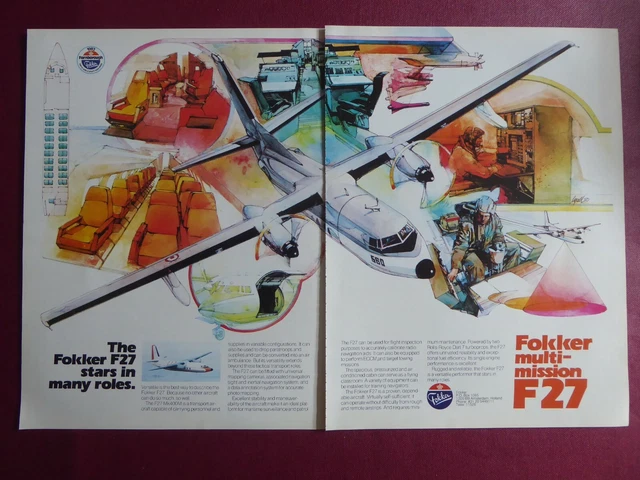 9/1982 Pub Fokker F27 Mk400M Multi Mission Aircraft Original Ad