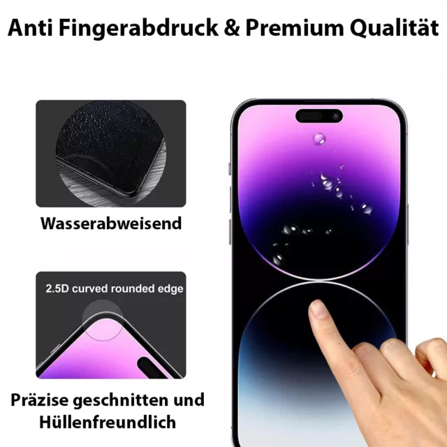 3x Echt Glas für iPhone 15 14 13 12 11 8 X SE XR Pro Max Mini Panzerfolie Schutz 2