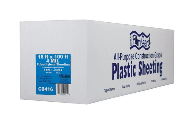 Berry Plastics Film-Gard Plastic Sheeting 4 mil x 16ft W x 100ft L Clear