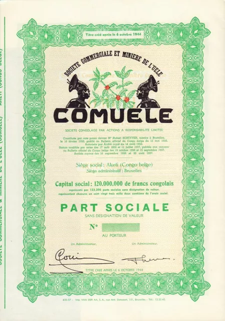 Soc. Commerciale et Miniere de l'Uele COMUELE Aketi 1944 Congo / Mining