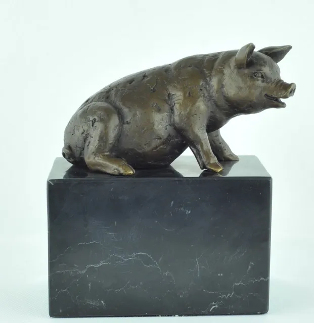 Estatua Cerdo Fauna Art Deco Estilo Art Nouveau Estilo Bronce sólido Firmado