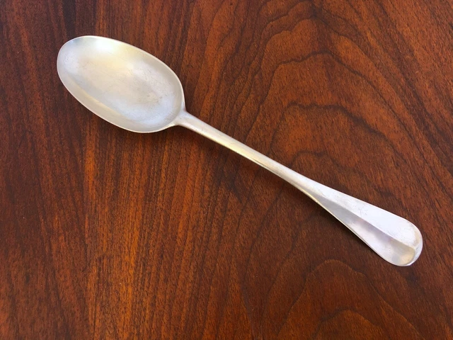 ~ Rare Benjamin Burt Early American 18Thc. Coin Silver Shellback Serving Spoon