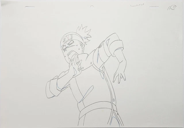 NARUTO DRAWING ANIMATION Production Cel Genga Douga: Iruka - 4729 $120. ...