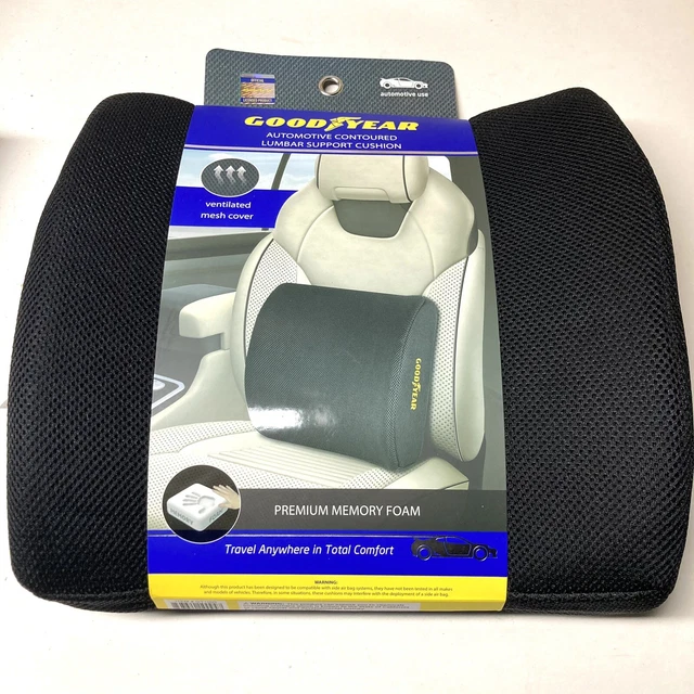 Goodyear Automotive Contoured Lumbar Back Support Cushion Adjustable Memory Foam