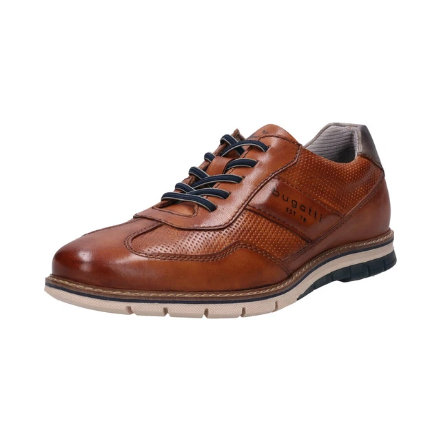 Bugatti Baskets Chaussures à Lacets Basses Braun Cognac Cuir 9711C