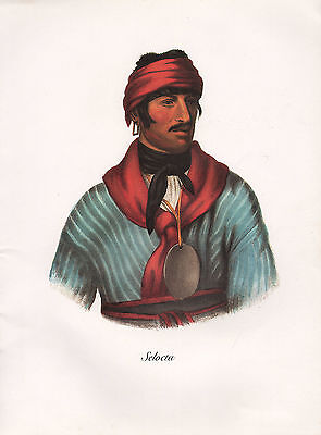 VINTAGE PRINT of 1830's NATIVE AMERICAN INDIAN ~ SELOCTA ~ CREEK