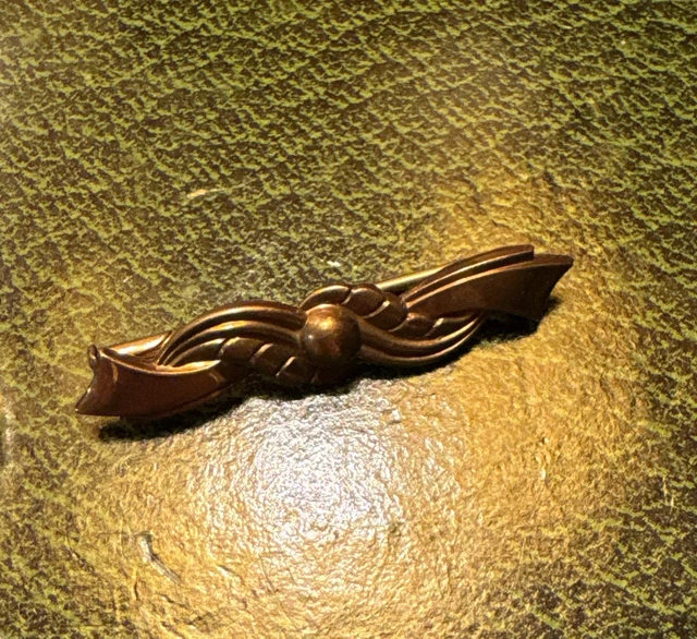 Broche Barrette Ancienne Plaquée Or Avec Cabochon Cristal Carré Et Perles Dorées - Vintage