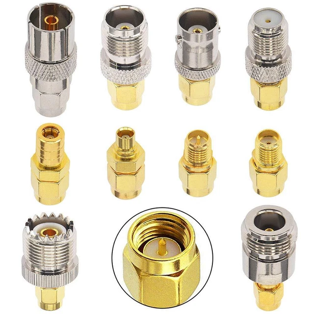 Male Plug to Various RF Connectors - N, UHF, TNC, BNC, MCX, SMB, F Female