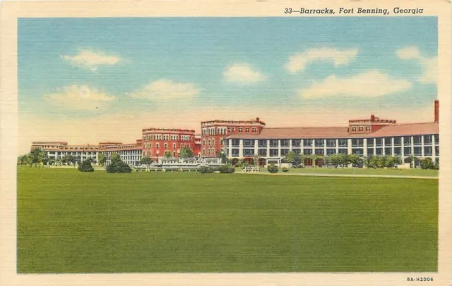 Fort Benning Georgia~Army Base Barracks~1956 Linen Postcard