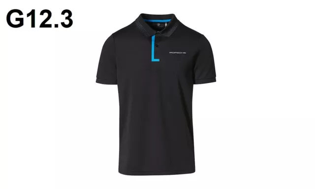 New Genuine Porsche Taycan Drivers Selection Mens Black & Blue Polo Shirt Medium