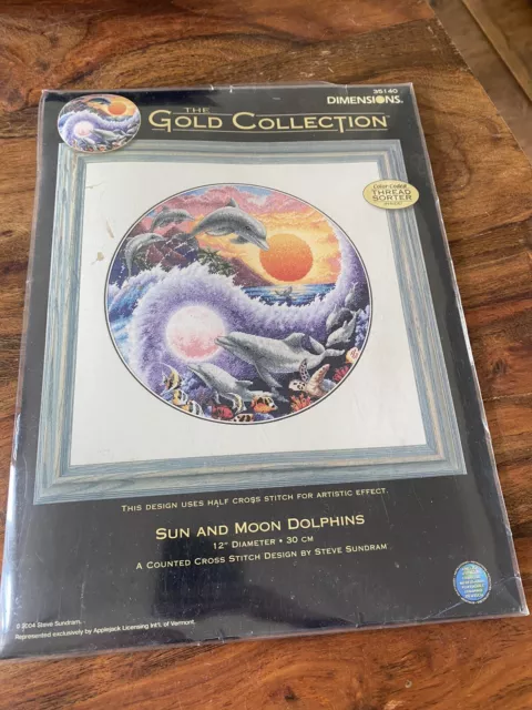 Dimensions  Gold Collection Cross Stitch Set Sun And Moon Dolphins New