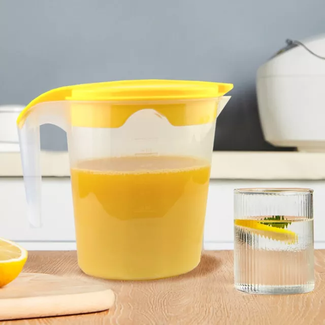 Yellow Plastic Jug With Lid Water Juice Fridge Door Jug with Measuring Marking