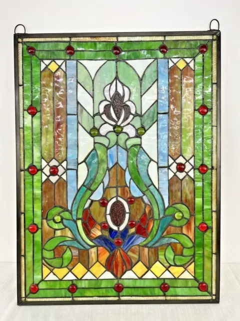 25x19 Large Victorian Royal Tiffany Style Stained Glass Window Panel