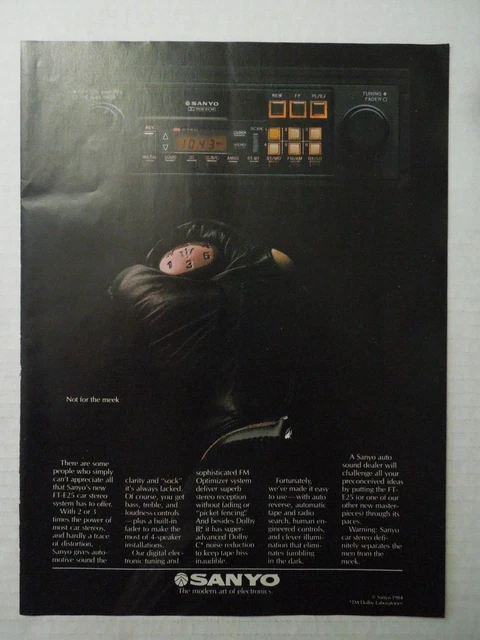 1984 SANYO FT-E25 Car Stereo System Magazine Ad - Not For The Meek