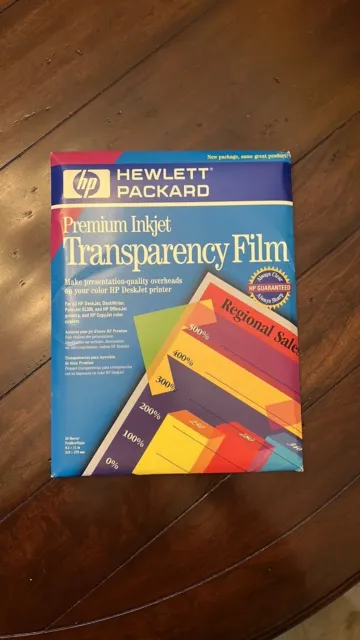 HEWLETT PACKARD HP 8.5"X 11" Premium inkjet TRANSPARENCY FILM NEW 50 Sheets