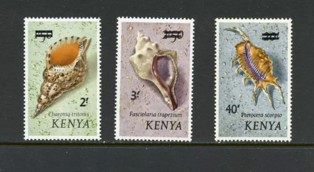 1975 R3194 Kenya Marine Shells Overcharged 3v. MNH